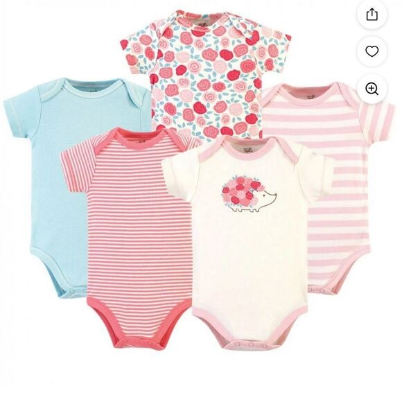 Touched By Nature Organic Cotton 5 Pc Bodysuits Rosebud 9-12 MO NWT - Picture 1 of 16